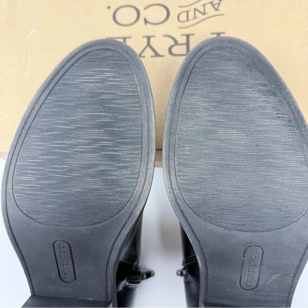 Frye & Co Boden Black Ankle Booties Women’s 9M Block Heel Side Zip Buckle Boots